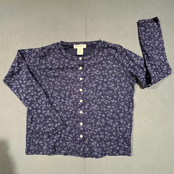 Cottagecore Floral Print Button Up Cardigan Top Womens Petite Small PS Cotton - Picture 1 of 5